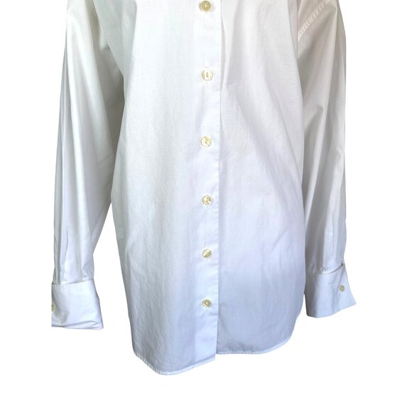 Ann Taylor Blouse Size Medium White Professional 100% Cotton Button Front - Picture 3 of 12